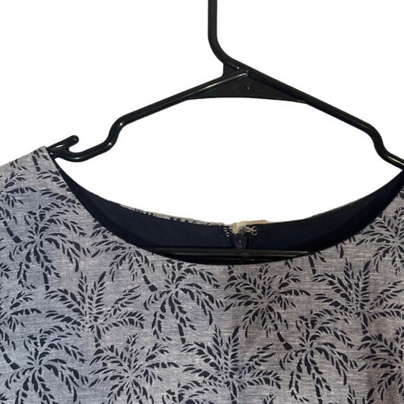 J. Crew Gray Palm Tree Cotton/Linen Blend Sleeveless Sheath Dress Women Sz 4 - Picture 4 of 11